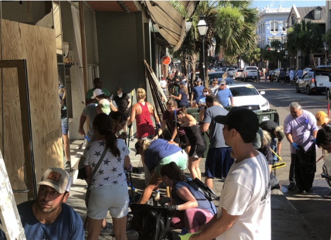 Volunteers Help Clean up Downtown Charleston